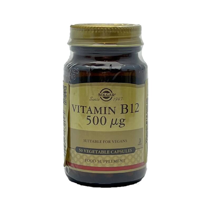 Solgar Vitamin B12 500mg N50 — b12 vitamini anemiya sinir sistemi enerji yorgunluq